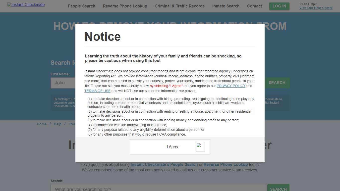 Options to Remove Your Information from Instant Checkmate